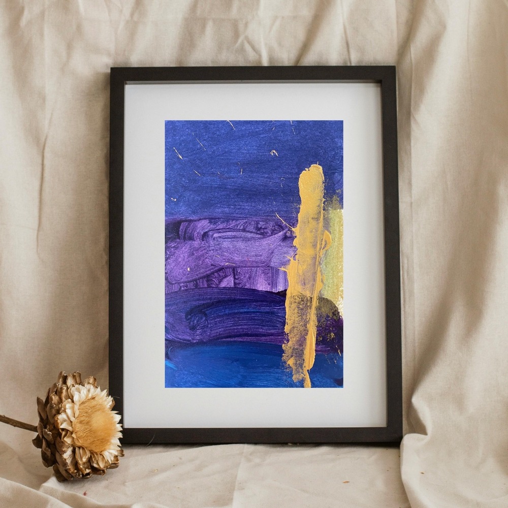 OMAN Original Abstract Expressionist Painting 5.5x8.5 Mixed Media Modern Art